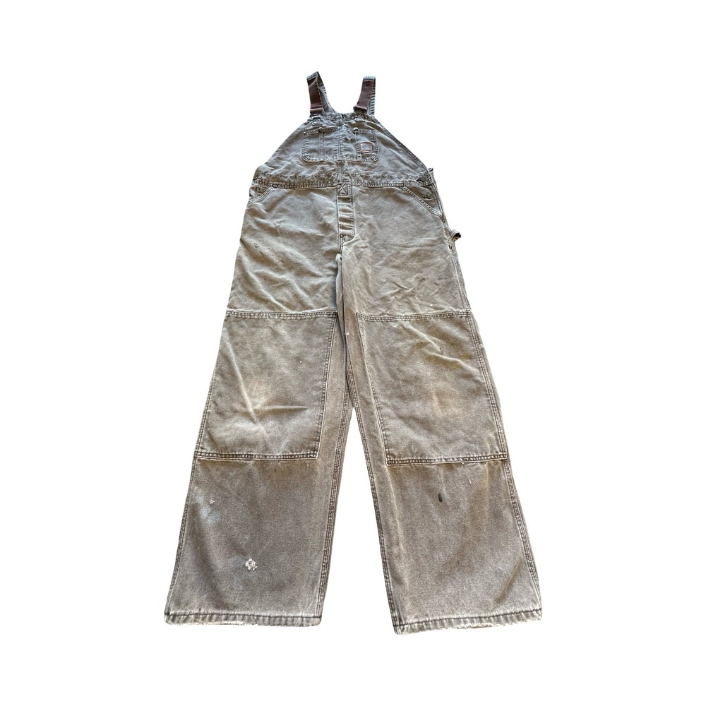 Carhartt Double Knee Overalls Mens 42x32 Brown Duck Canvas Distressed Western